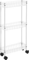 Bol.com MIRA Home - Keukentrolley - Keukenrek - 4 lagen - Trolley - Wit - Serveerwagen - Keuken - 40x15x80cm aanbieding