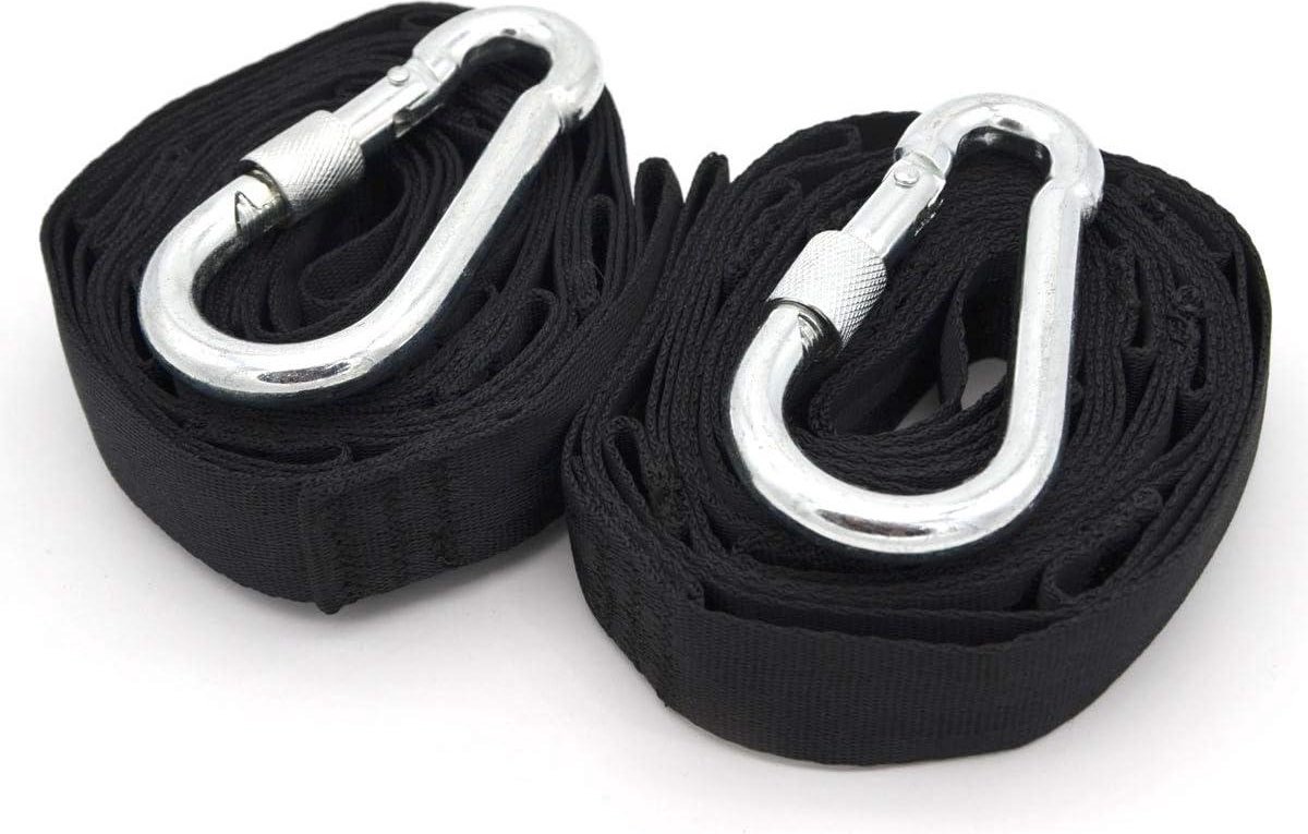 Ophangset Hangmat - 2 Riemen 280x2.5cm - 300kg Bevestigung - Boom Ophanging Zwart - Sterk en Duurzaam