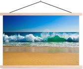 Posterhanger incl. Poster 90x60 cm - Schoolplaat - Zee - Golf - Strand - Textielposter - Blanke latten