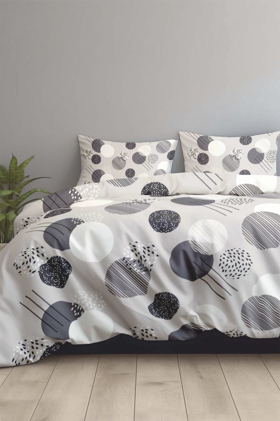 Dekbedovertrek 100% Katoen Premium - 240 x 220cm (Lits-jumeaux) Bollen Beige — afbeelding 2