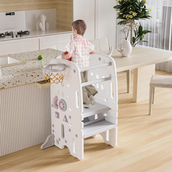 PawHut Krabpaal, Verstelbare Hoogte 225-275 Cm, Stabiele Basis Kantelbeveiliging Pluche Bekleding Cremewit~1pttg00m1ro01