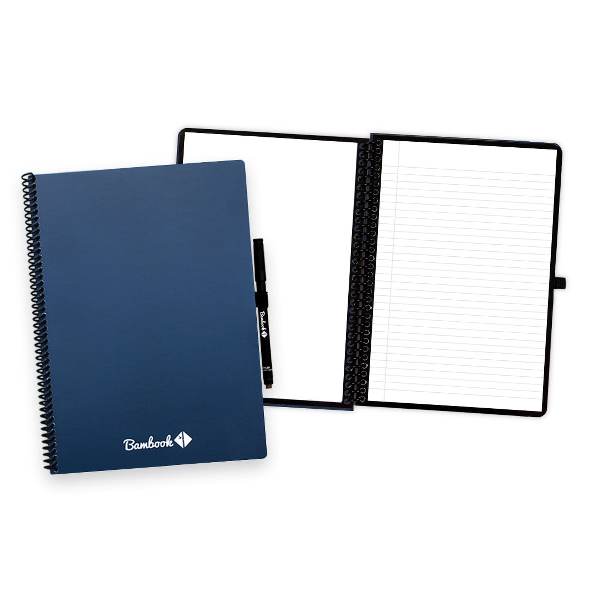 Bambook Colourful uitwisbaar notitieboek - Donkerblauw (Navy) - A4 - Blanco & lined - Duurzaam, herbruikbaar whiteboard schrift - Met 1 gratis stift