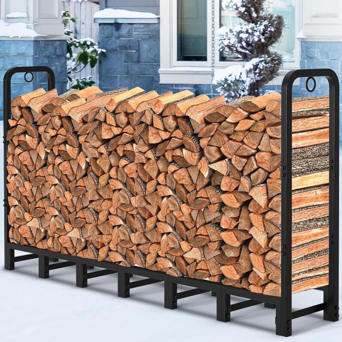 175 Inch Brandhout Log Rack U-vormig Zwaar Ijzeren Log Rek Stapelen Rek Opslag Rek Indoor Outdoor Scendor
