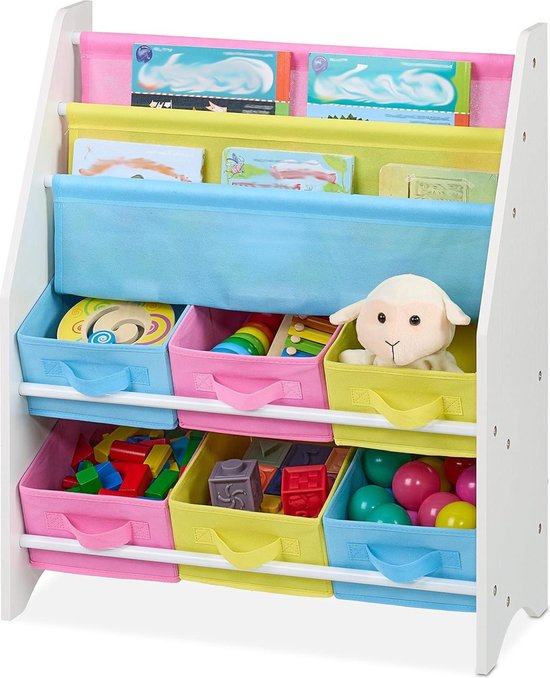 Speelgoedkast met 6 manden HxBxD: 66 x 63 x 30 cm meisjes kind opbergkast voor de