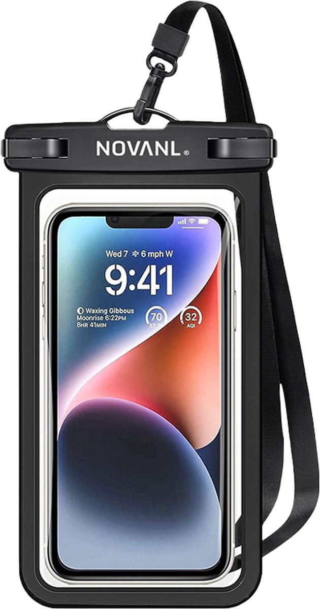 NOVANL SplashSafe Waterdichte Telefoonhoes - Zwart