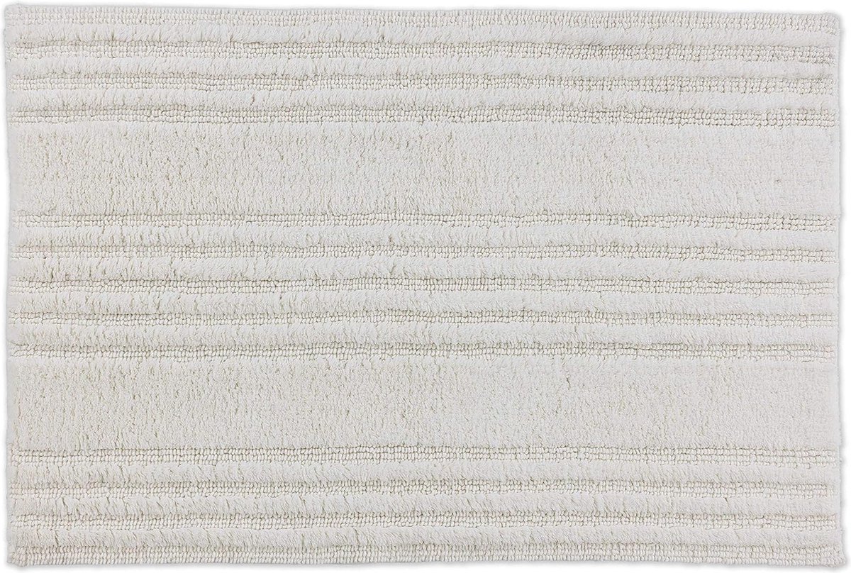 Goodivery ® Luxueuze Omkeerbare Badmat van 100% Katoen - Crème Gestreept - 67 x 110 cm