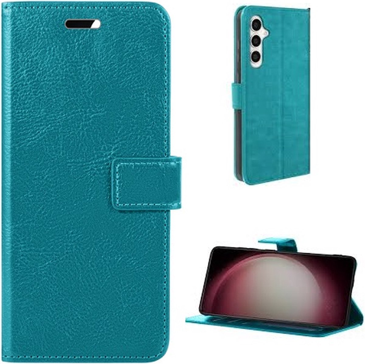 Samsung S23 Hoesje Met Pasjeshouder Bookcase Turquoise