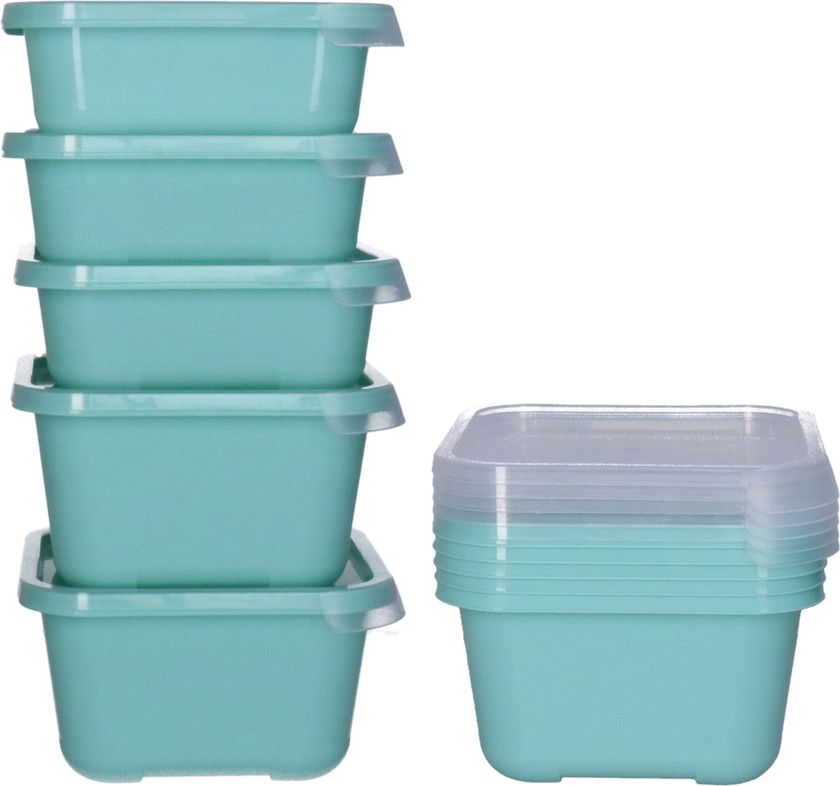 Juypal Vershoudbakjes nestbaar - 10 delig - BPA vrij - meal prep - diverse maten - mintgroen - luchtdicht - herbruikbaar
