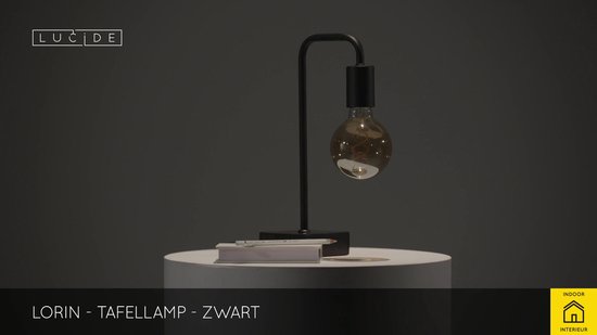 Lucide LORIN - Tafellamp - 1xE27 - Zwart