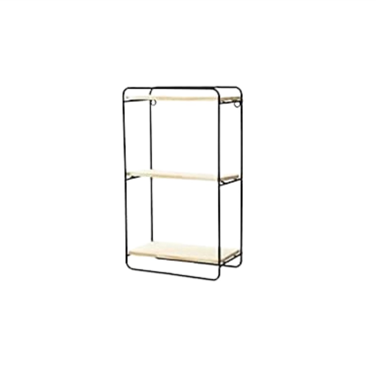 Caryota Wandrek Rechthoekig - Wanddecoratie - 3 Lagen - Zwart - 40 x 23 x 12 cm - Metaal