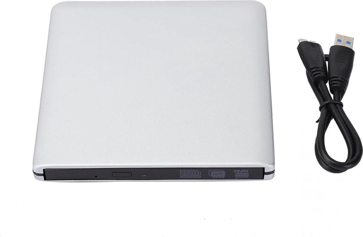 Ultralichte cd-dvd-rw-speler van aluminiumlegering met standcorrectiefunctie voor laptops - Silver.