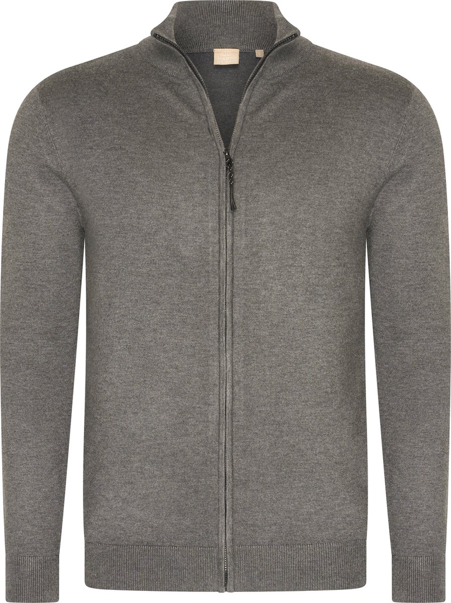Mario Russo Full Zip Cardigan - Vest Heren - Coltrui Heren - Trui Heren - Antraciet - M