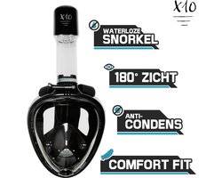 foto van X10 Snorkelmasker - Duikbril - Snorkel - Snorkelset - Full Face Masker - Volwassenen - Zwart - S/M