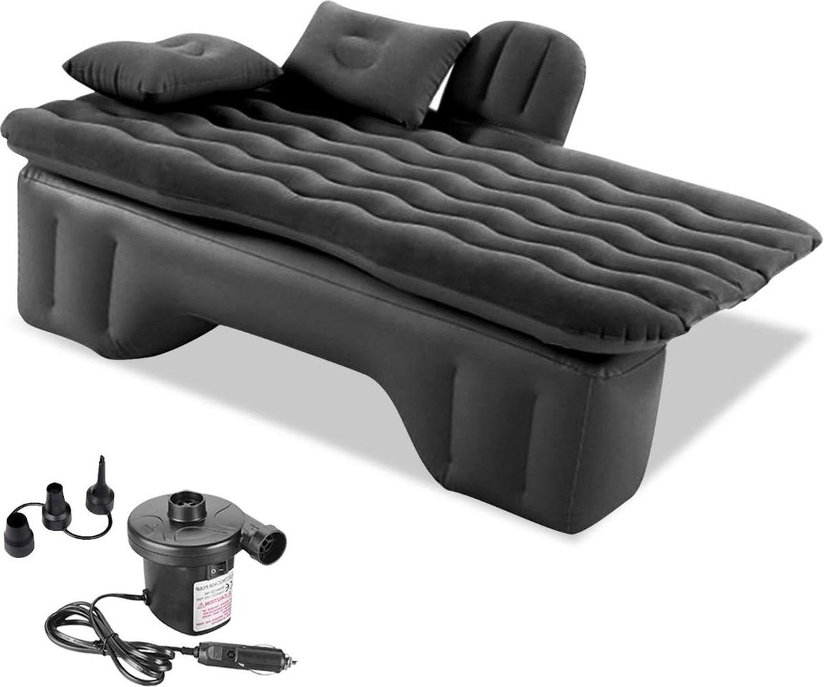 Bol.com Luchtbed opblaasbaar zwart luchtmatras voor auto reizen camping - waterdicht lekvrij luchtbed kamperen wandelen zwembad ... aanbieding