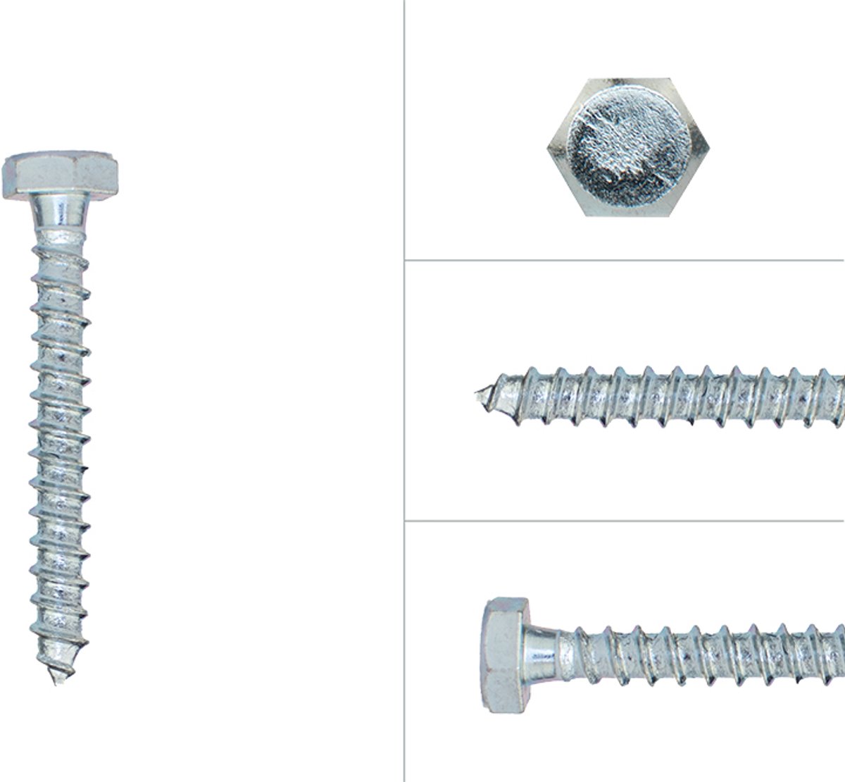 Houtdraadbouten Verzinkt M6 x 45 mm | Doos 200 stuks