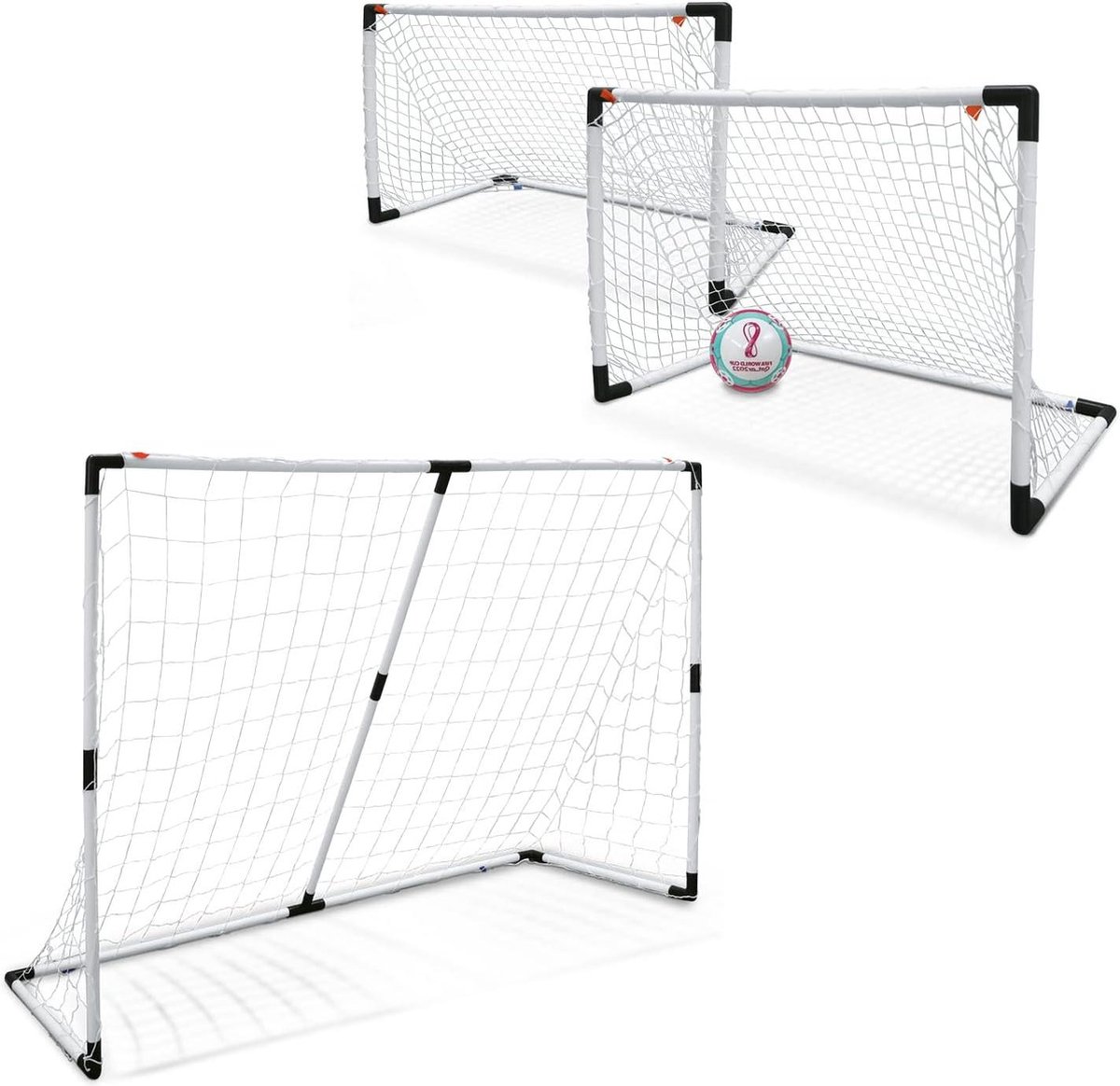 Goal Post Mini 2-in-1 speelgoedset voor kinderen met modulaire voetbaldoelen - FIFA World Cup Qatar 2022 - wit