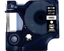 DULA Dymo D1 45021 - S0720610 - Compatible label tape - 1 lettertape - Wit op zwart - 12mm x 7m