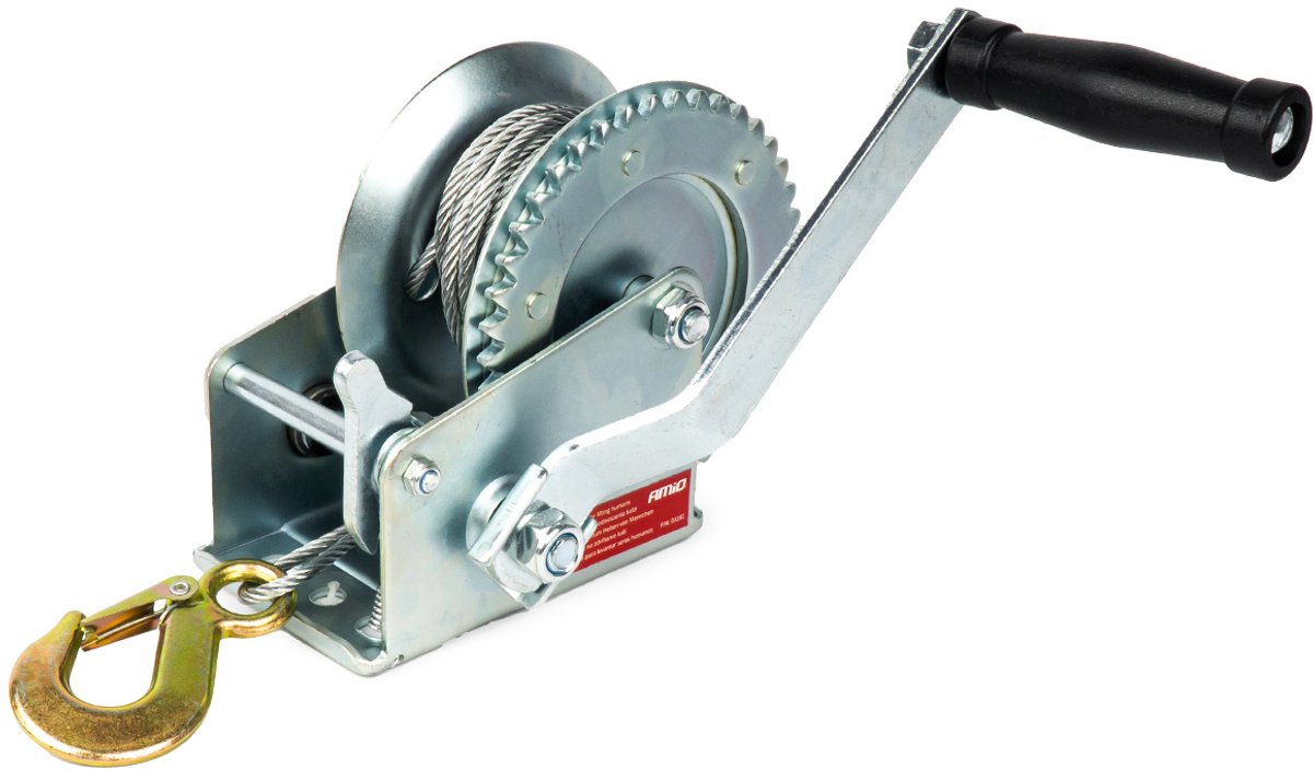 AMiO Metalen Handmatige Lier Slinger met Stalen Veerslot 5m Slinger 450 kg Capaciteit