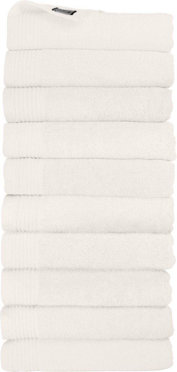 The One Towelling Classic Handdoeken - 50 x 100 cm - 10 Stuks - Voordeelverpakking - Hotelkwaliteit - 100% Gekamd katoen - Ivoor Crème