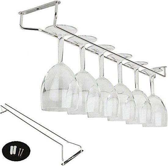 Dianoo Wine glass holder, glass holder, wine rack under cabinet with screw 27 cm, 3 rows black