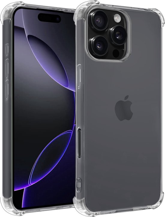 Hoesje – Geschikt voor Apple iPhone 16 Pro Max – Sterk & Shockproof – Siliconen Shock Case – Hoes Cover – Telefoonhoes – Transparant