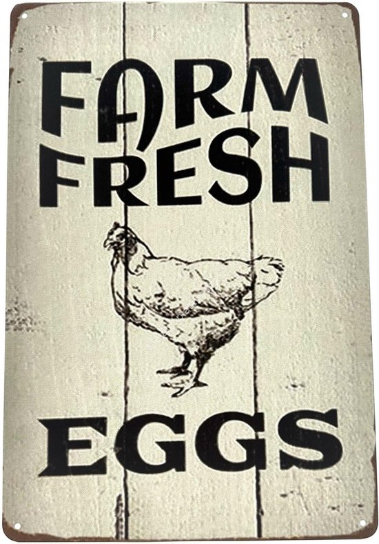 Schatzmix blikken bord kippen Fresh Eggs verse eieren metalen bord wanddecoratie 20x30 tin sign