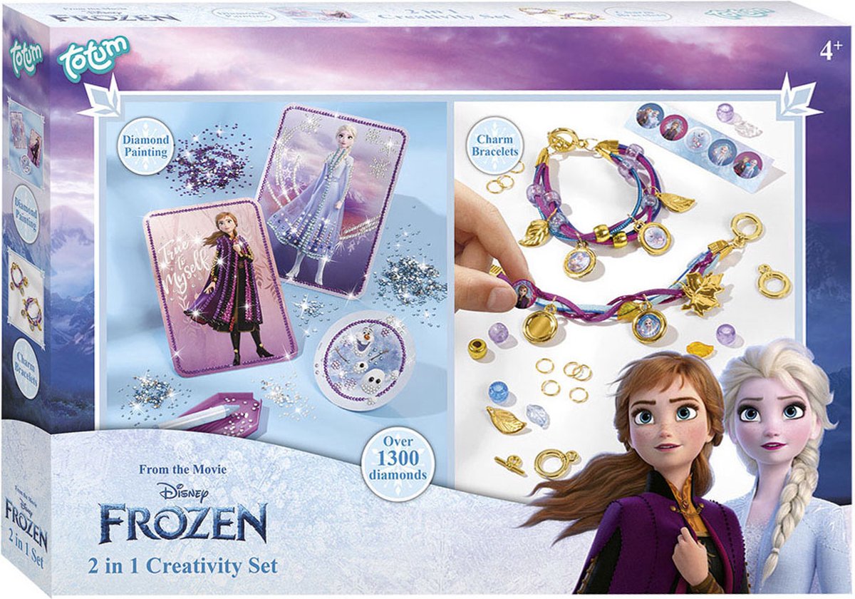 Disney Frozen knutselpakket Totum 2 in 1 bedel armbandjes maken en glitter kaarten maken - creatief speelgoed cadeautip