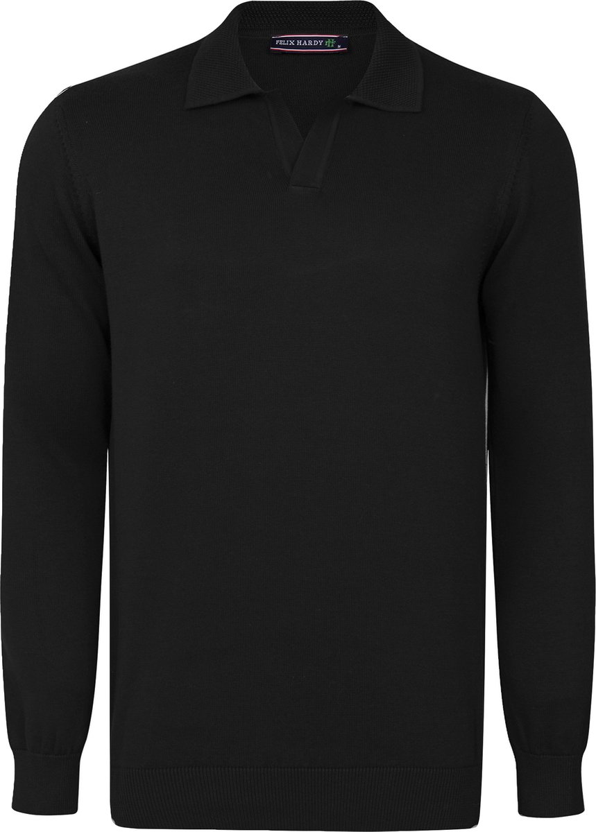 Felix Hardy Gebreide Polo Trui - Polo Kraag - Sweater - 100% Katoen Heren Zwart - 2Xl