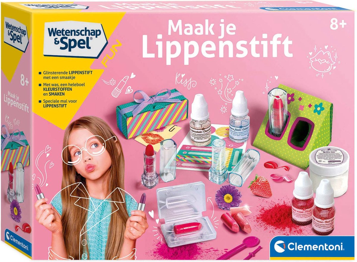 Clementoni Wetenschap & Spel - Lippenstift, wetenschappelijk laboratorium, experimenteerset voor kinderen, 8+ jaar, 66949