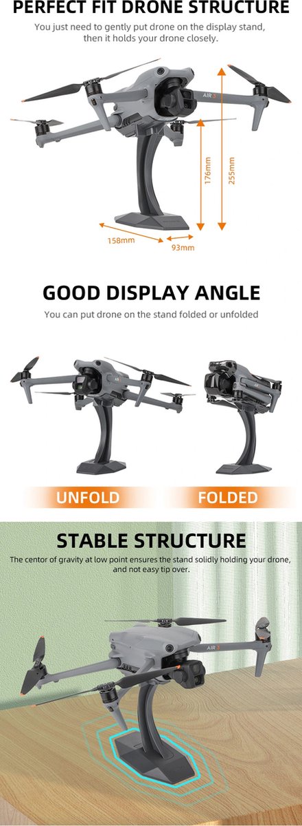 50CAL Desktop Display Stand voor DJI Air 3, DJI Air 2S en DJI Air 2 drones thumbnail 4