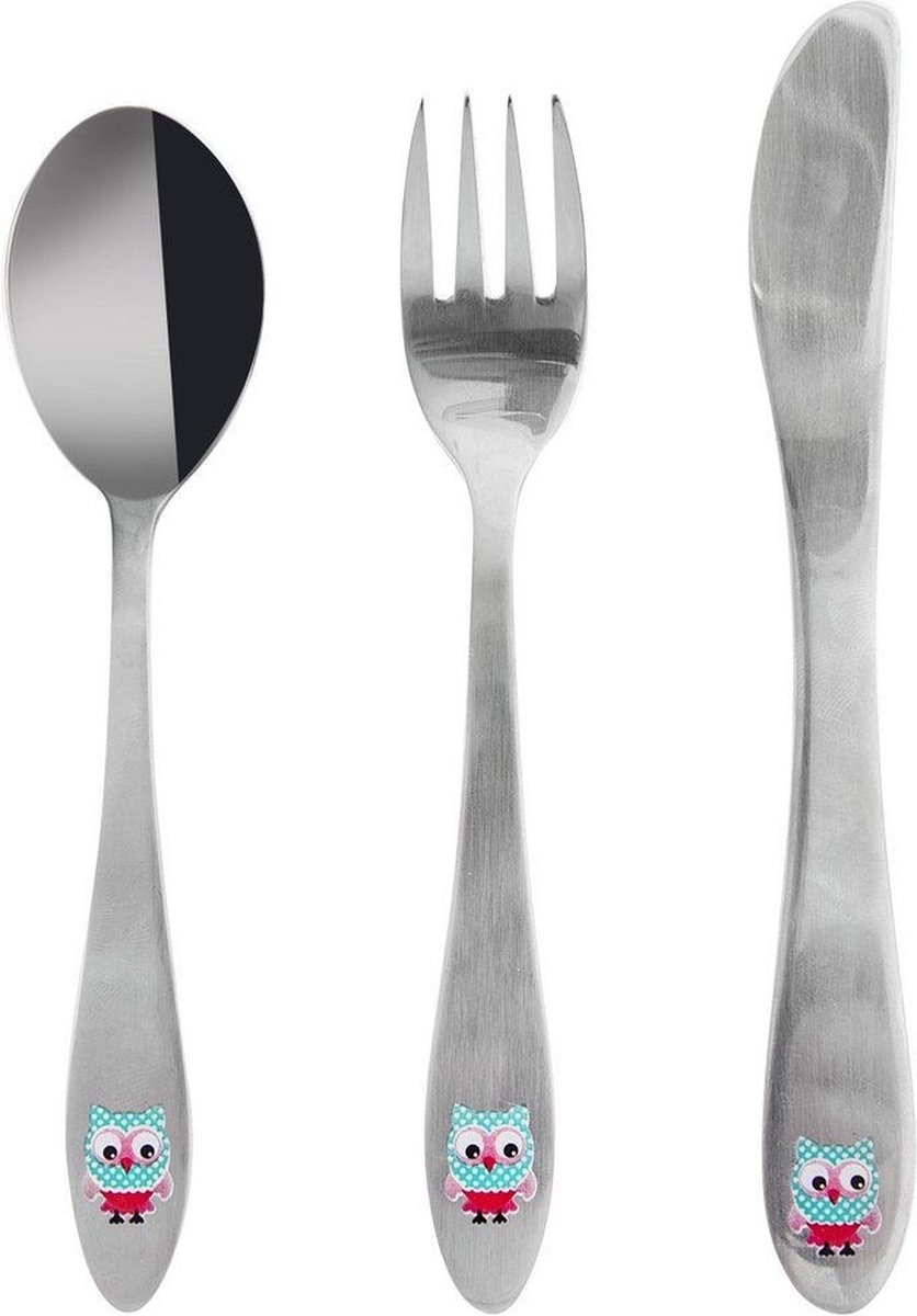 Goedkoopste Kinderbestek Set Edelstaal UIL 3 delig - Bestek voor Kinderen - Baby - Lepeltjes - Vorkjes - Vork - Mes - Lepel