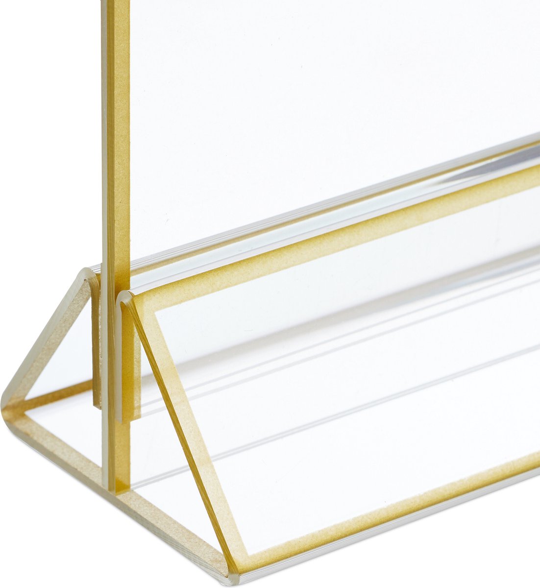 Bocguy 5 stuks A5 acryl fotolijst, goud, schuine heldere tekenweergavehouder voor restaurant-menuweergave, bruiloft, tafelnummers, reclamehangers, foto-weergave (15 x 21 cm