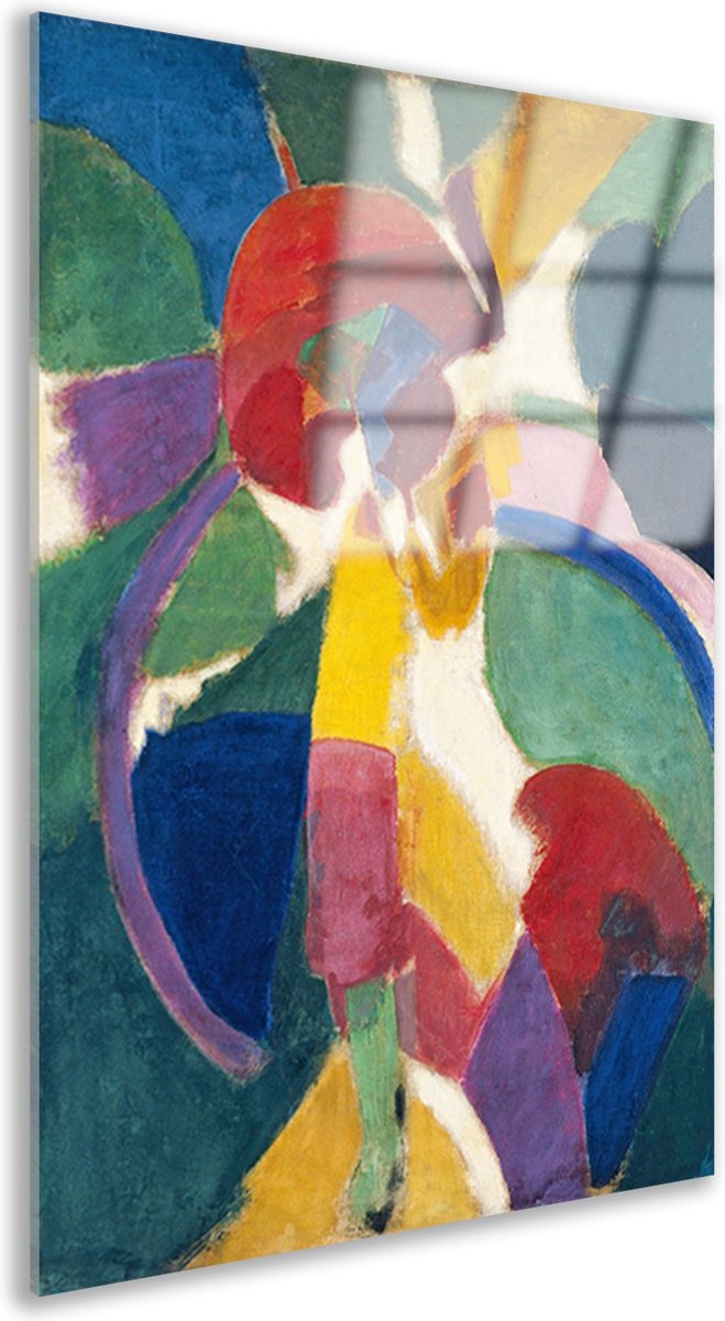 Vrouw met een parasol - Robert Delaunay wanddecoratie - Dame glasschilderij - Glasschilderij Oude meesters - Muurdecoratie kinderkamer - Schilderij acrylglas - Wanddecoratie acrylglas 80x120 cm