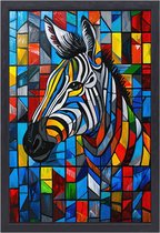 Zebra schilderijen - Dieren portret - Canvas schilderij Patronen - Landelijke schilderijen - Schilderijen op canvas met baklijst - Kantoor accessoires canvas met baklijst 60x90 cm