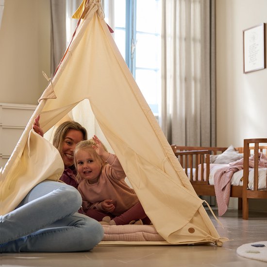 Petite Amélie Speeltent Été – Wigwam met dunne vloerbodem – Tipi 100% katoen – Wasbaar op 30° – Extra veilig & licht door afgeschermd raam