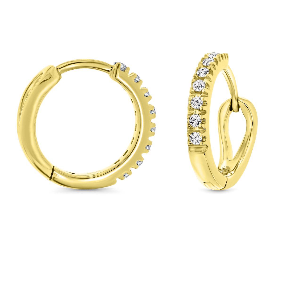 Miore Pure Oorbellen Dames - 14 Karaat Goud - Met Diamanten - Oorringen - 2 mm