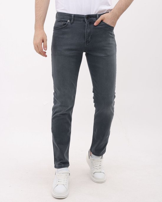 Spijkerbroek Heren Volwassenen - Heren Broeken - Stretch Jeans Heren met Rechte Pijpen - Heren Jeans Regular Fit -MM-R-10 - Grijs