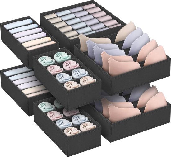 DIMJ Lade-organizer, kastorganizer, set van 8, ondergoed, organizer, kledingkast, 30 x 15 x 9 cm, opbergsysteem voor IKEA Pax organizer, Malm commode, kinderkleding, grijs