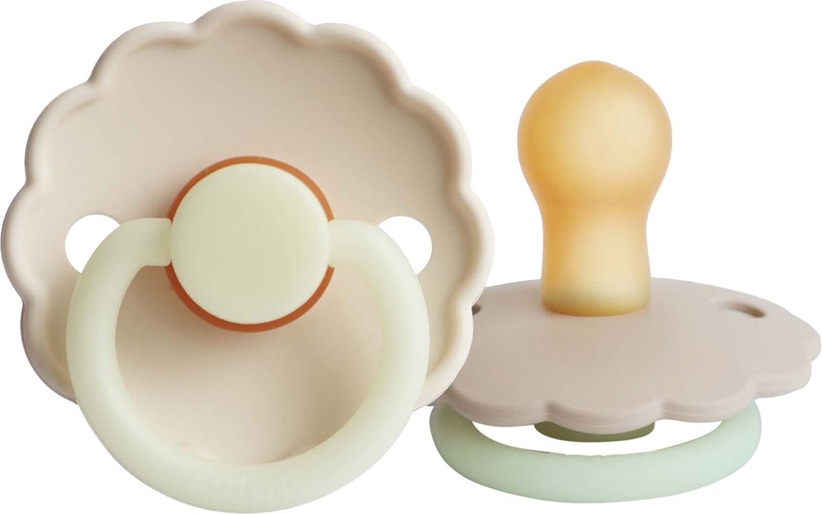 Goedkoopste Frigg Daisy Night Fopspeen - 0-6 mnd (2 stuks) - Croissant/Cream