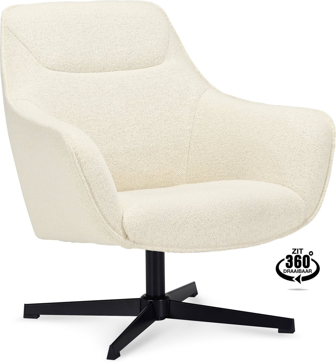 Icon Living - Fauteuil Elin 360 - Stof Mose Natural - Poot Zwart