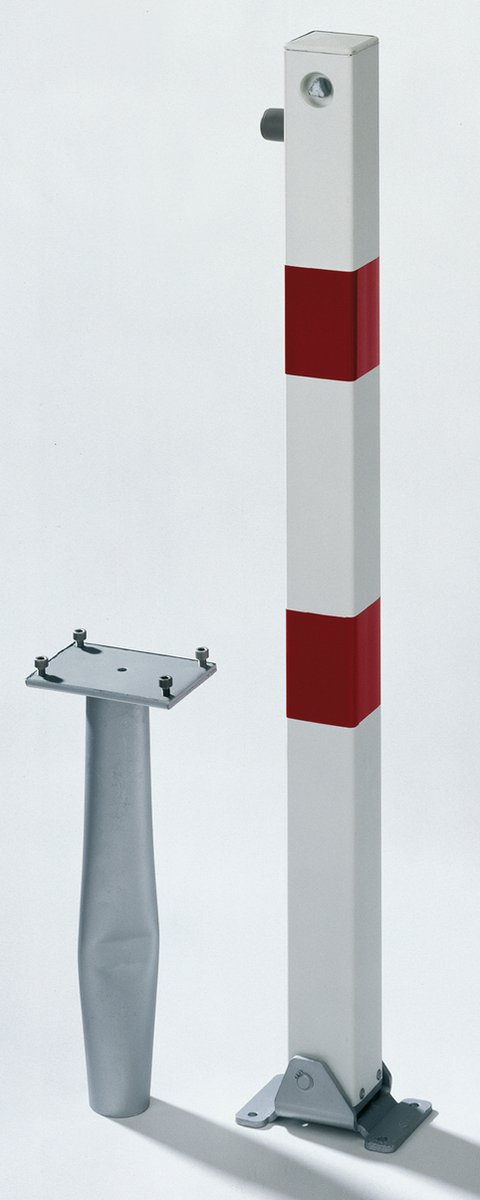 Alberts 780968 afzetpaal Klappy-Bo | naar keuze in verschillende uitvoeringen | om in beton te gieten, neerklapbaar | wit | paal 70 x 70 mm | hoogte boven de grond 100 cm