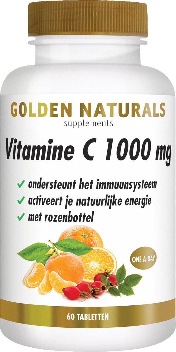 Goedkoopste Golden Naturals Vitamine C 1000mg met rozenbottel (60 veganistische tabletten