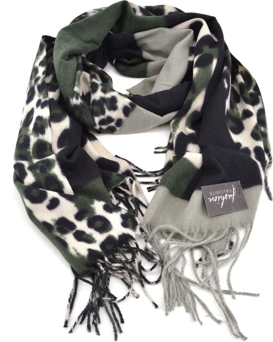 Leopard / Luipaard Sjaal - Groen | 180 x 70 cm | Polyester | Fashion Favorite