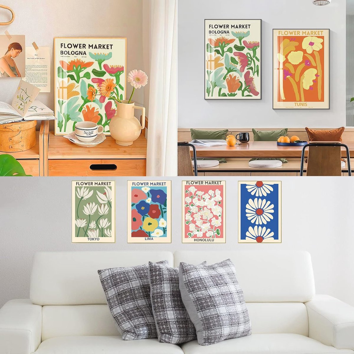 Retro-Blumen-Poster Set – 6 Dänische Pastell-Drucke, 20,3x25,4 Cm, Ungerahmt, Für Wanddekoration