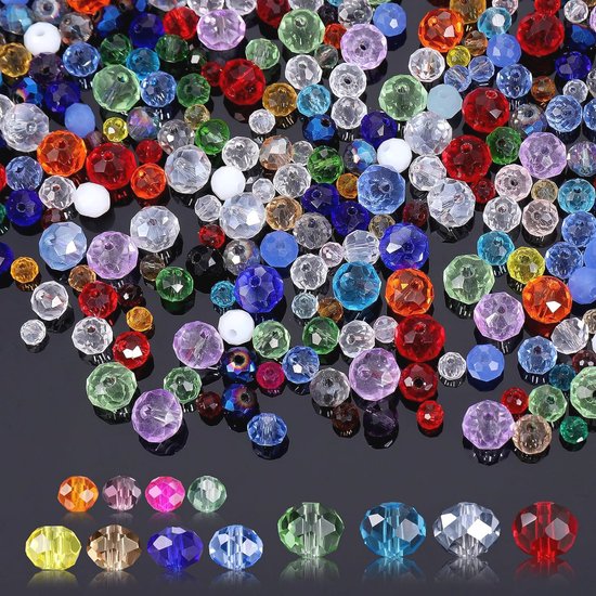 Leuyuee Glazen kralen om te rijgen voor armbanden, edelsteenkralen, kralenset voor doe-het-zelf armbanden, halskettingen, oorbellen, halskettingen voor volwassenen (tweekleurig oranje