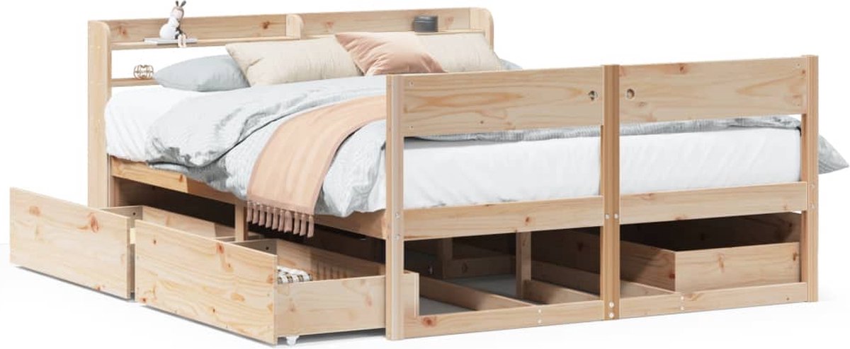vidaXL - Bedframe - zonder - matras - massief - grenenhout - 120x190 - cm
