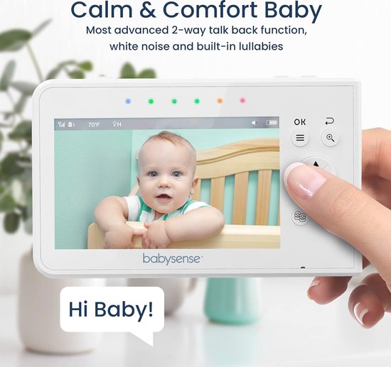 Babyfoon 4,3 inch met splitscreen en twee camera's - Videobabyfoon met zoom, nachtzicht, en tweeweg audio