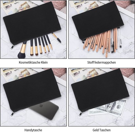 DIY Blanco Stoffen Tassen - 2 Stuks Cosmetische Tassen met Ritssluiting voor Reizen van Merkloos — afbeelding 5