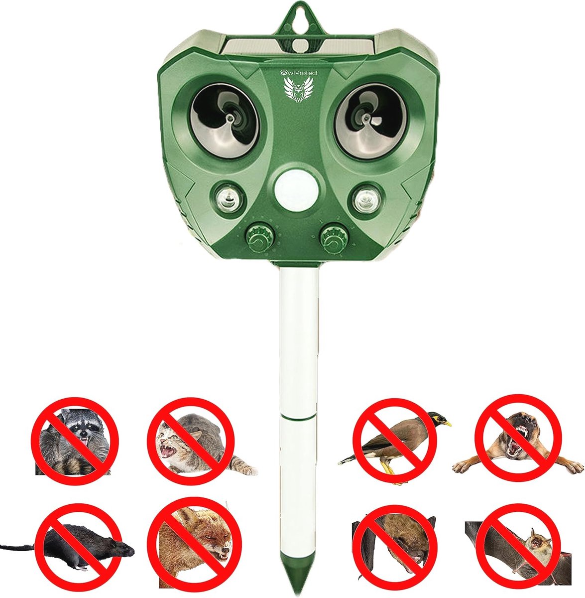 Goedkoopste Ultrasone Kattenverjager - Zonne-energie, Waterdicht, Instelbare Frequentie en 5 Modi voor Dieren Afschrikken