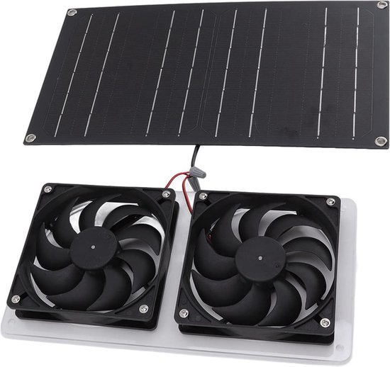 Ventilateur Solaire Portable 10W 12V – Pour Poulailler, Serre, Abri Chien – Kit Panneau + 2 Ventilateurs